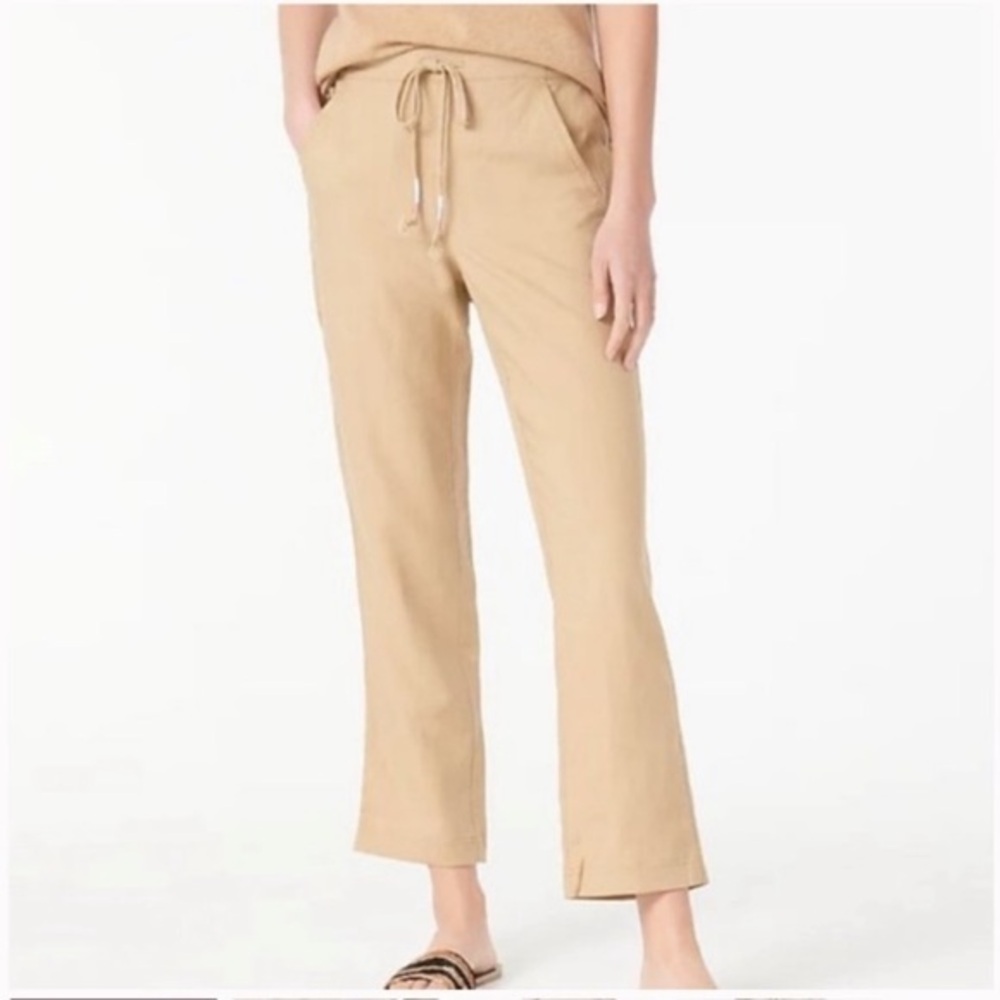 J. Crew Tan Drawstring Wide-Leg Pants